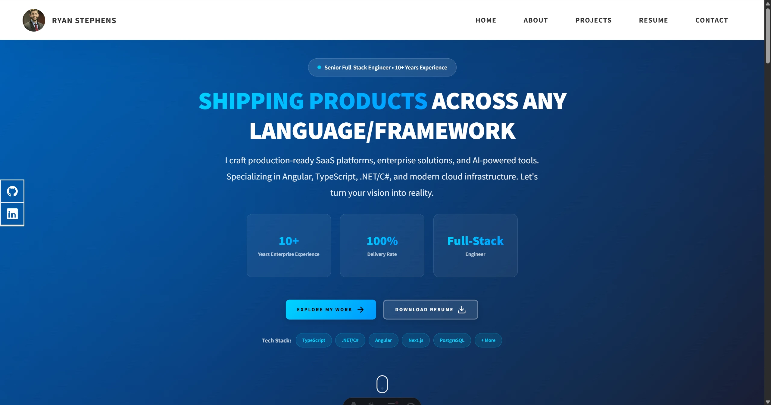 Portfolio Website Screenshot - Modern responsive design with dark mode support